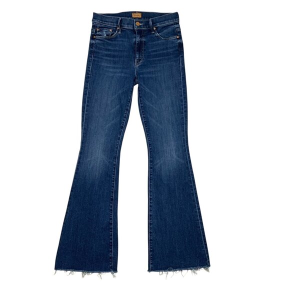 Mother The Weekender Fray Jean 27 Teaming Up Blue Mid Rise Flare Leg Zip Fly - Picture 14 of 14